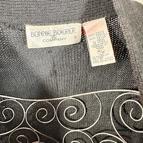 Vintage Bonnie Boerer & Company gold studded black knit cardigan size M - Picture 9 of 10